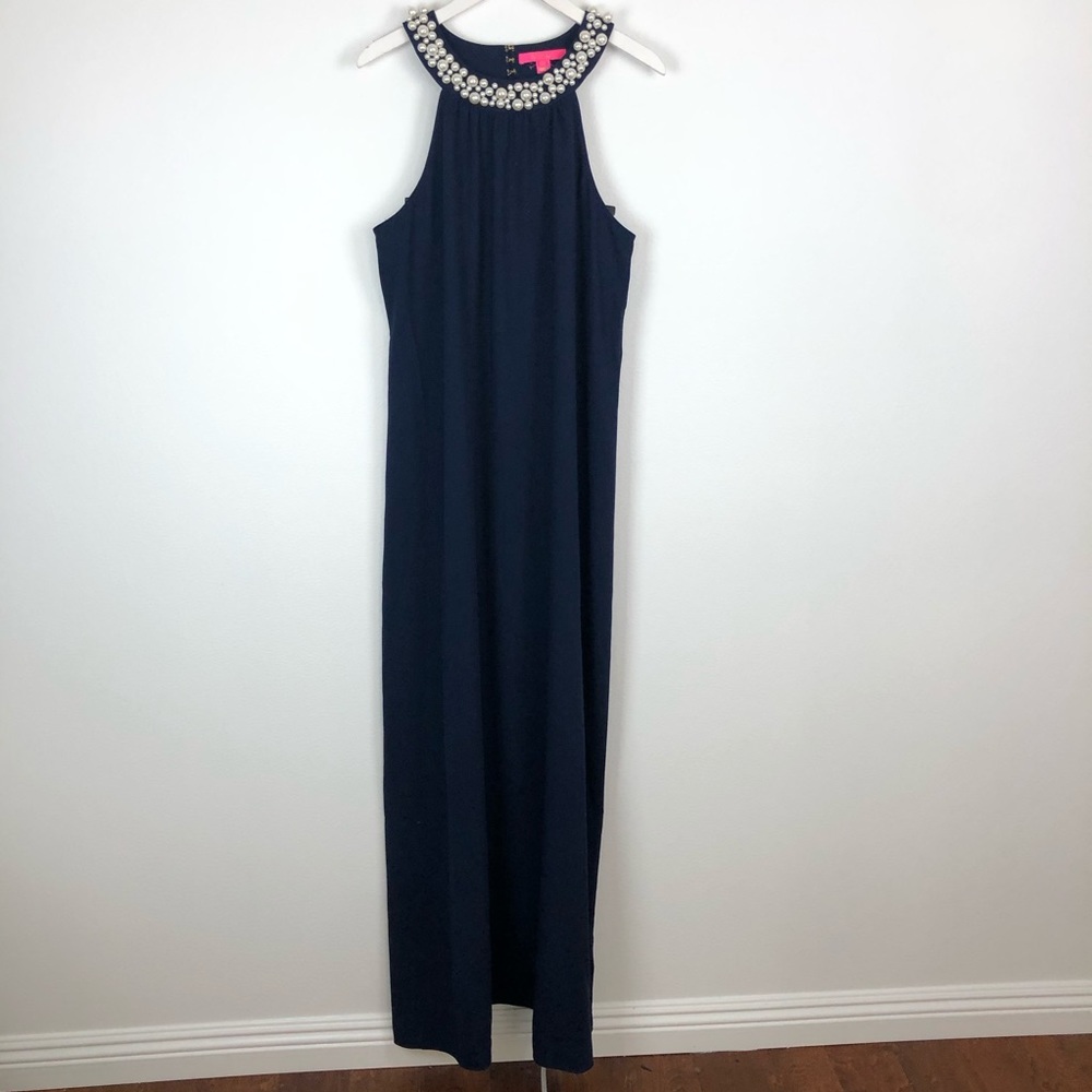 Lily Pulitzer navy Shawn pearl neck maxi dress XL - Picture 2 of 8